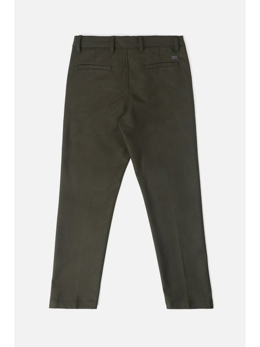 Boys Olive Slim Fit Textured Trousers