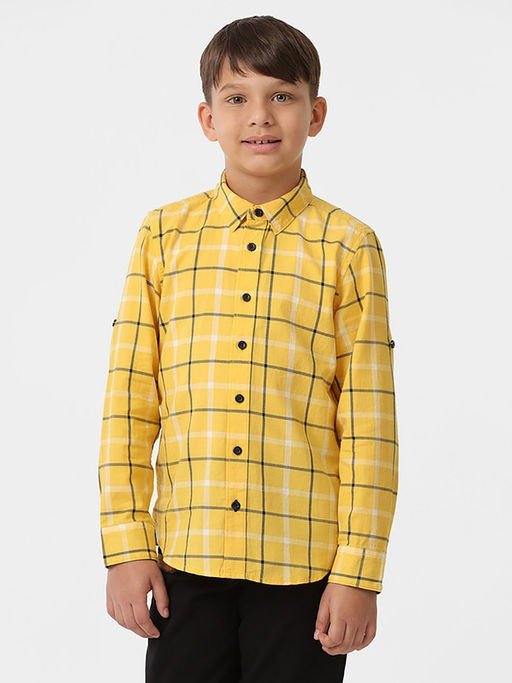 Yellow Checks Boys Shirt